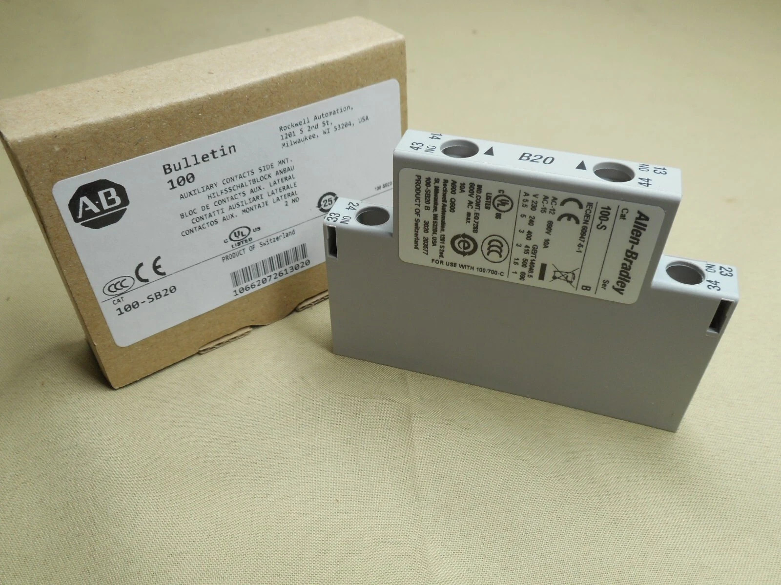 100-SB20 ALLEN BRADLEY Auxiliary Contact Block BRAND NEW IN BOX free shipping