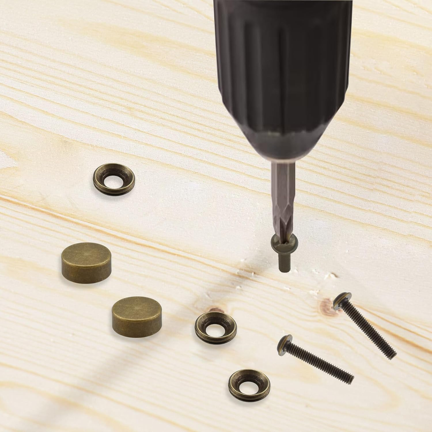 Brass Decorative Bolts with Caps, 8 Pack Antique Bronze Bolt Screws and Decorati
