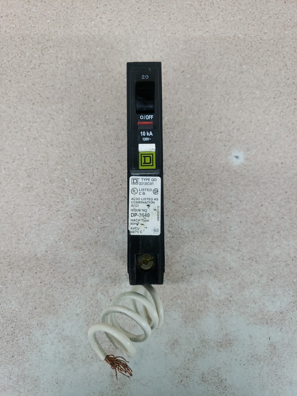 1)Square D QO120CAFI 1 Pole 20A 120V QO Plug In AFCI Arc Fault Combination