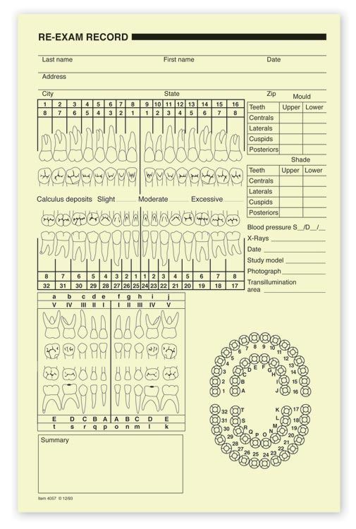 4057 Dental Re-Exam Record 5 1/2 x 8 1/2″ QTY 250