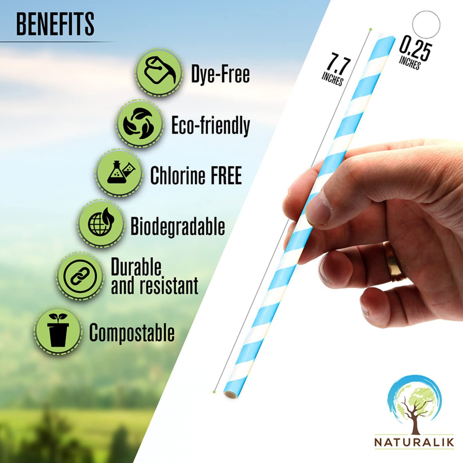 Naturalik 1000 Pack Multicolor Extra Durable Paper Straws Biodegradable –