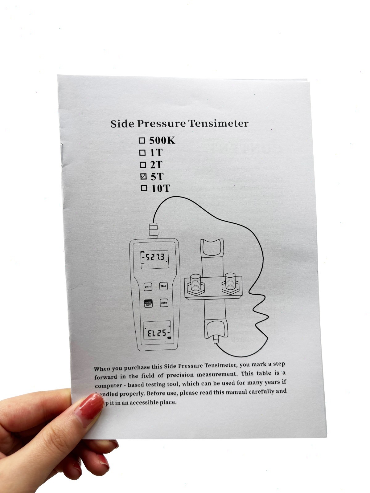 Side Pressure Tension Meter Precision ±0.5% FS ±1 Digital Peak Value ±49000N