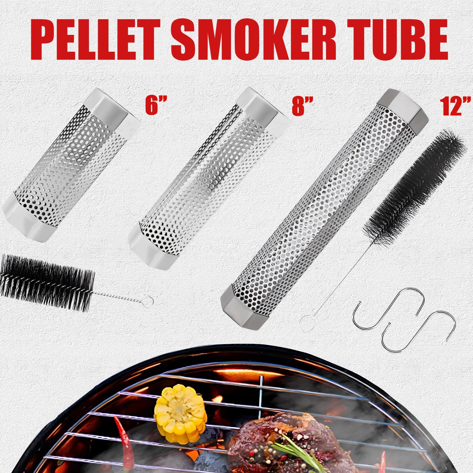SHIKORI Smoker Tube, Stainless Steel Pellet 6.1*2.16*1.96 in, 6 in