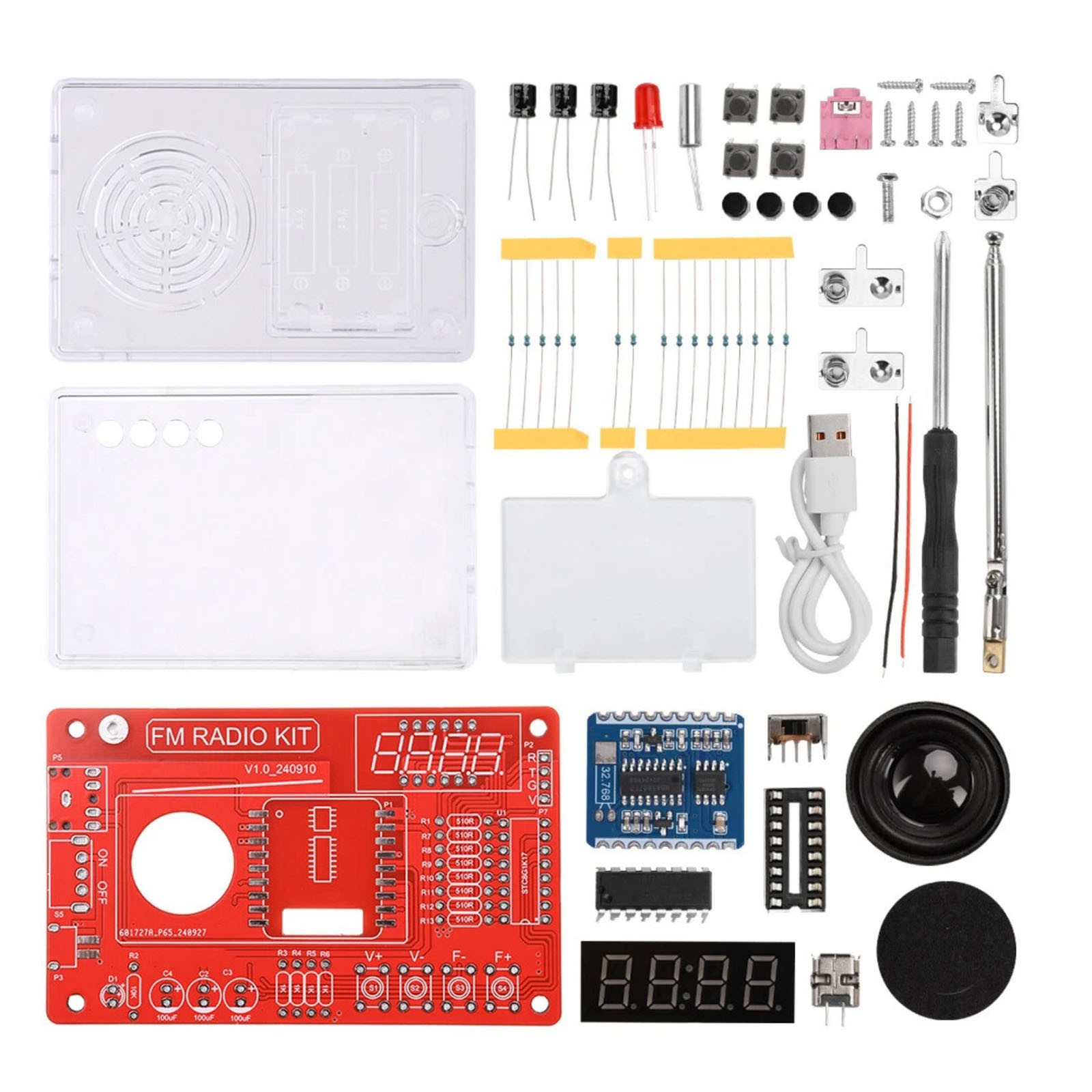 Educational RDA5807 FM Radio DIY Kit 87-108MHz with 15 Sound Level Adjustments