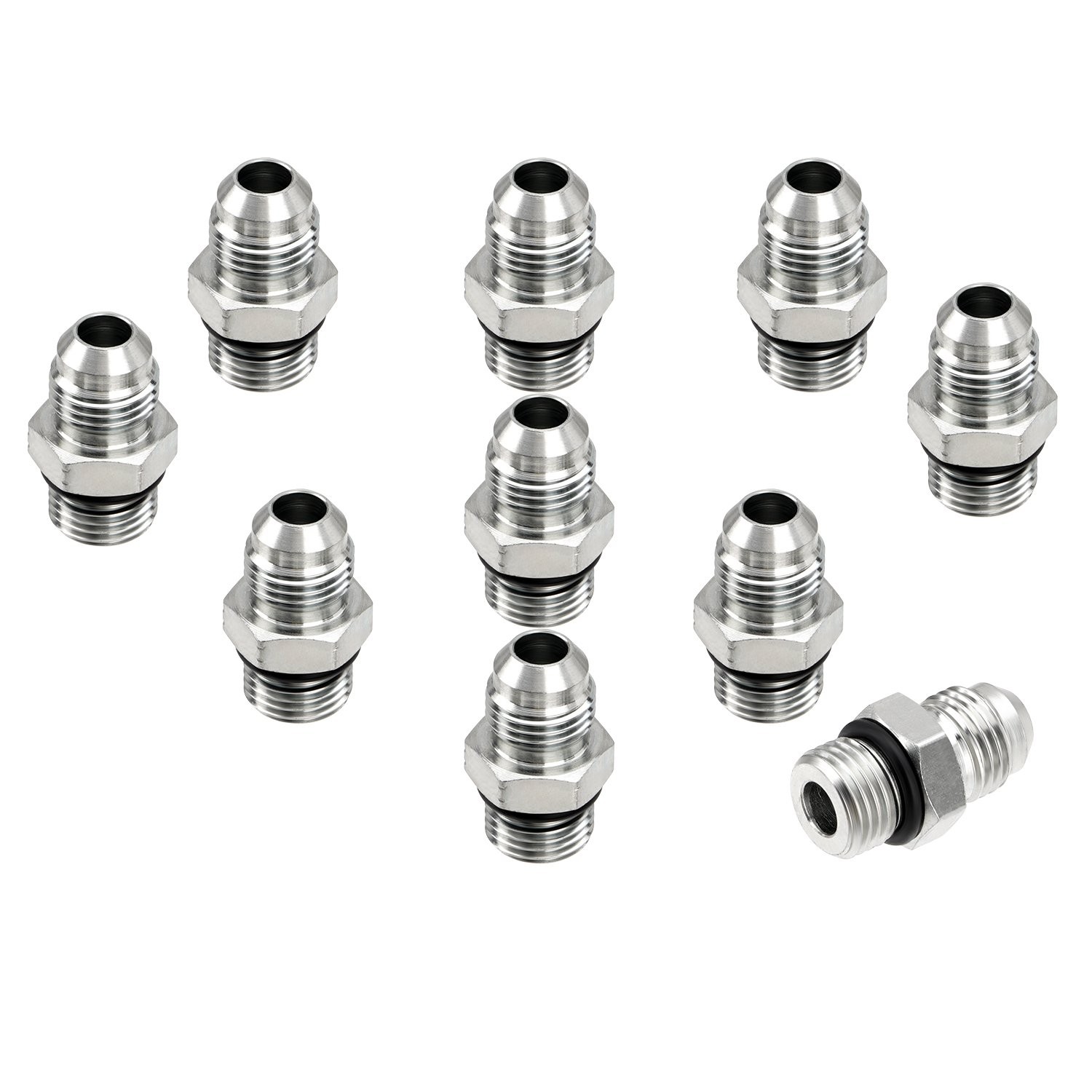 10x Hydraulic Hose Adapter Fittings: 3/8″ JIC 37° Male x #6 SAE/ORB Male Thread