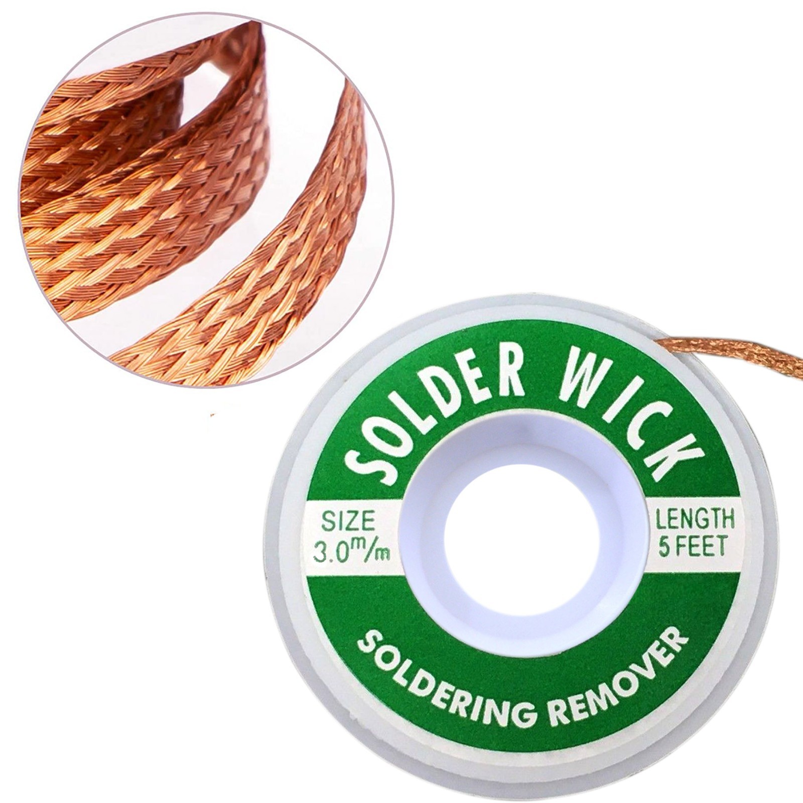 2.0mm Desoldering Braid Solder Sucker Remover Spool Copper Wick 5 ft 1.5m