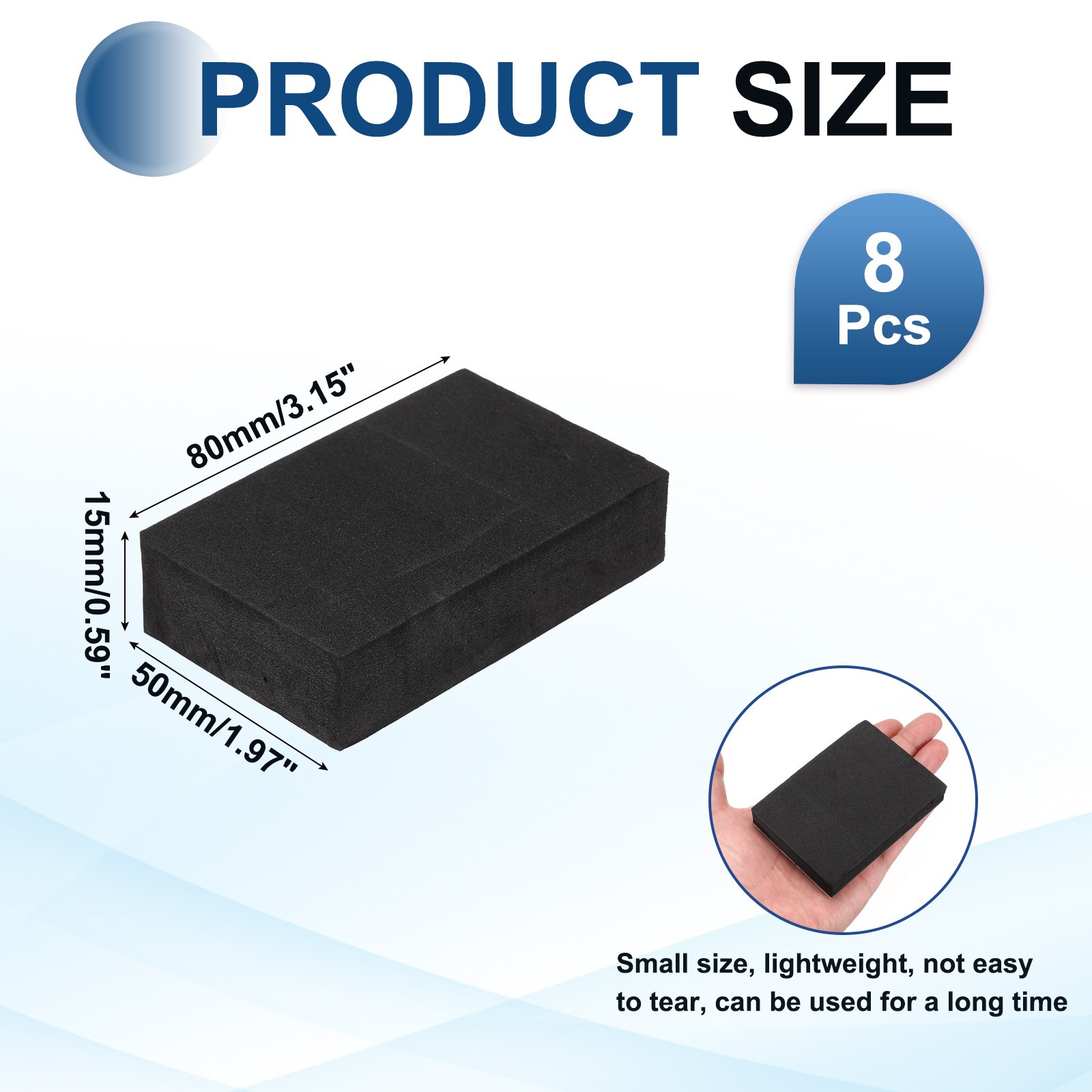 8Pcs, Speaker Isolation Pads 80mmx50mmx15mm Black Square EVA Acoustic Foam Pads