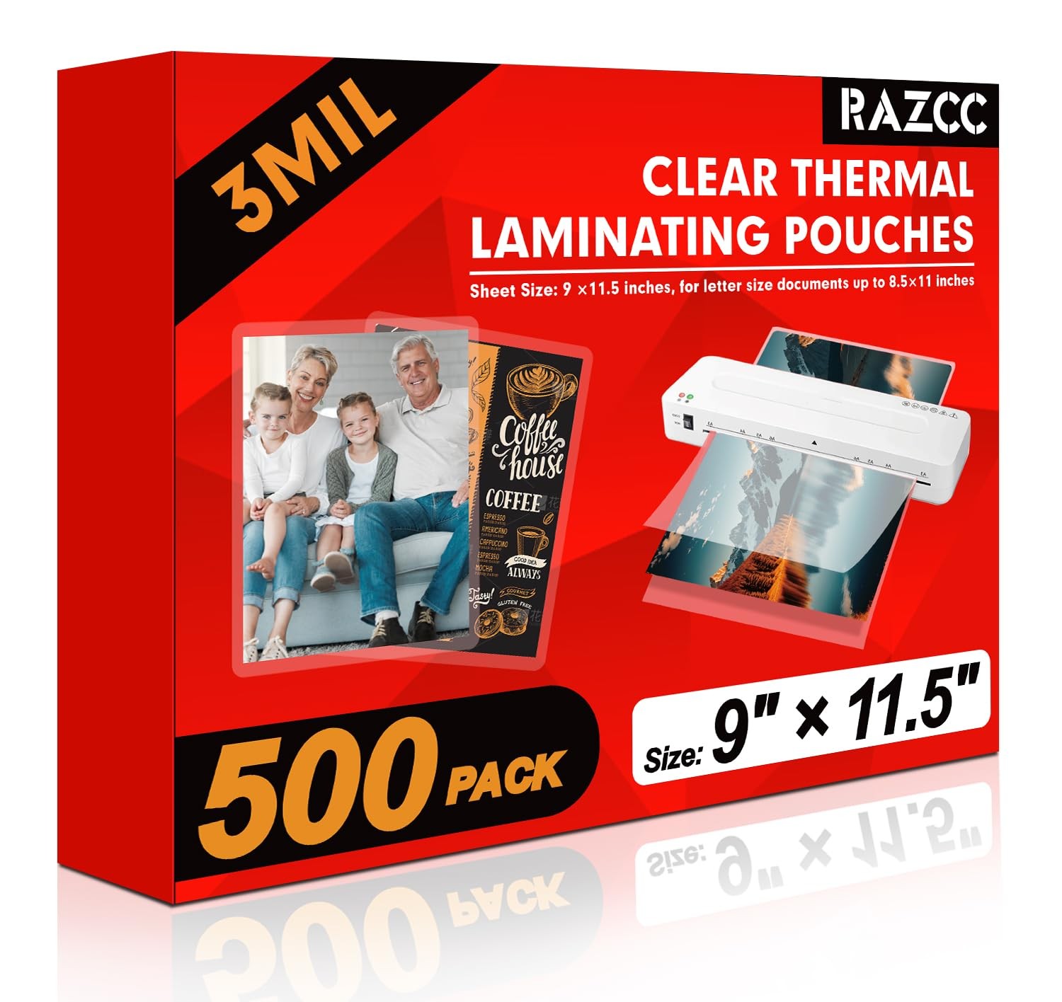 Best RAZCC Laminating Sheets, 500 Pack Clear Thermal Plastic Paper Laminator 9 x