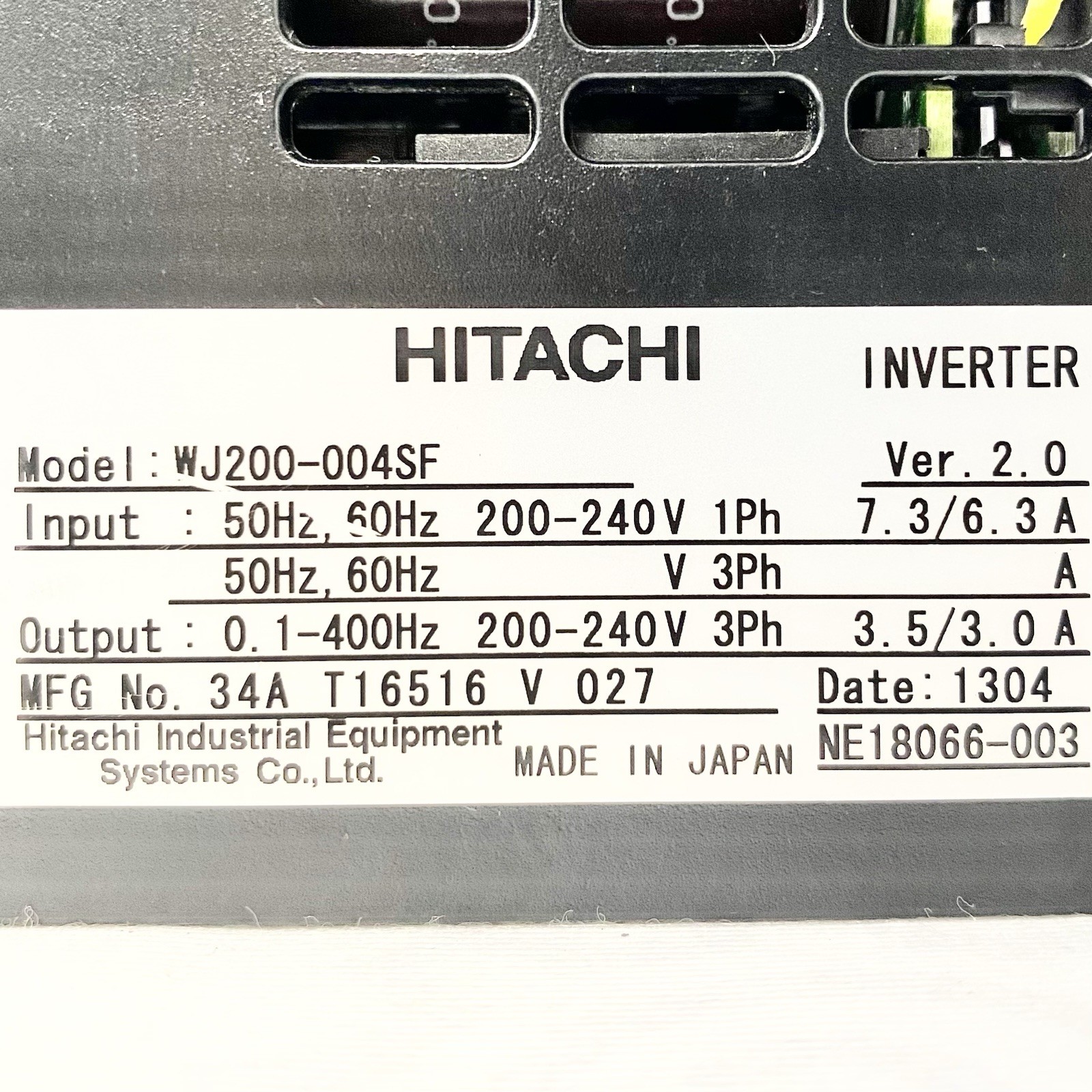 Hitachi WJ200-004SF VFD Inverter 1HP 200-240V 3PH