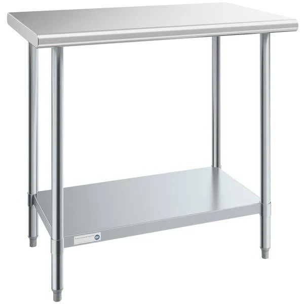 Steelton 24″ x 36″ 18 Gauge 430 Stainless Steel Work Table with Undershelf