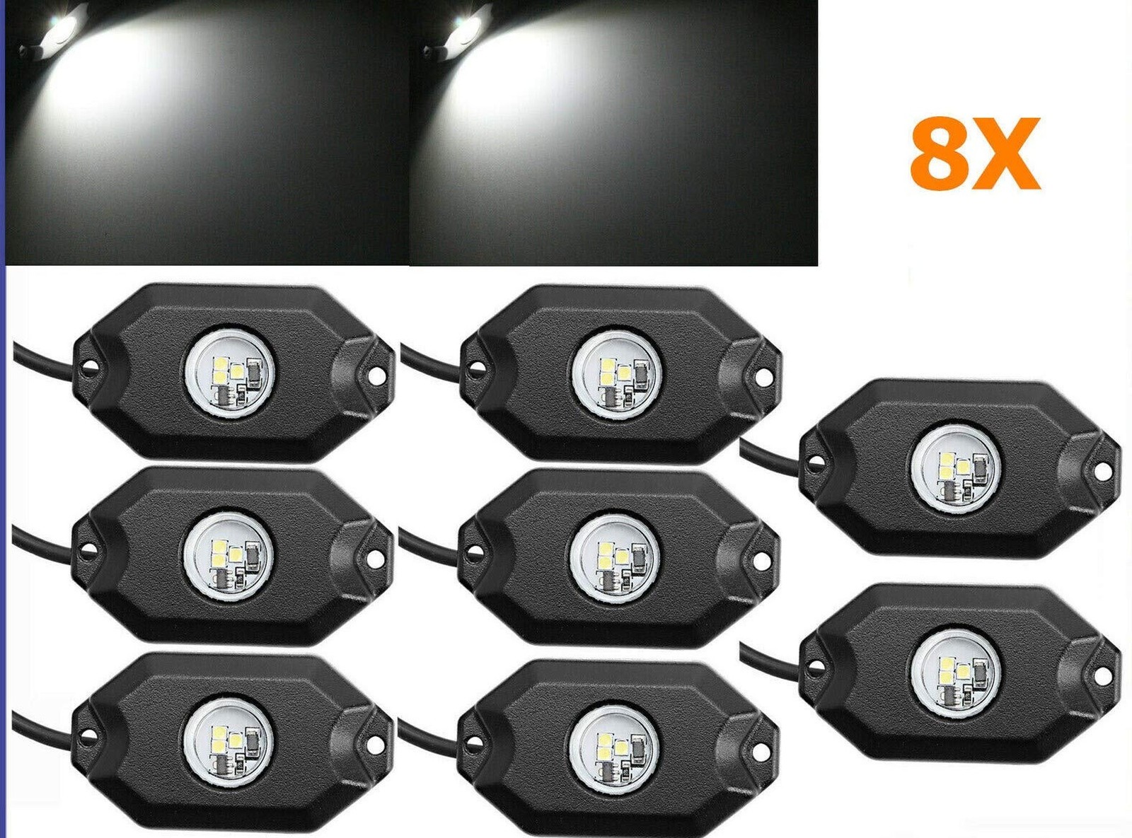 8 pc White Heavy Duty Rock Lights Undercarriage, Bed Light,Exterior Interior,…