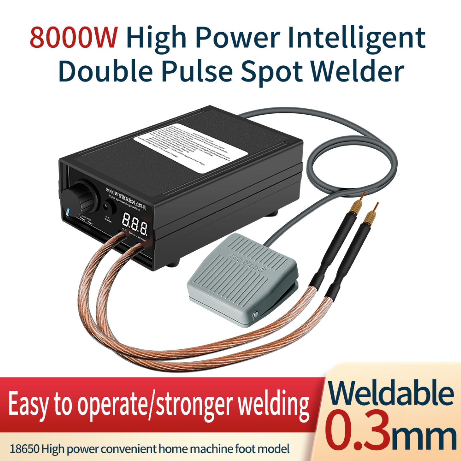 8000W Mini Spot Welder Machine DIY Kit 18650 Battery Pack Welding Tools