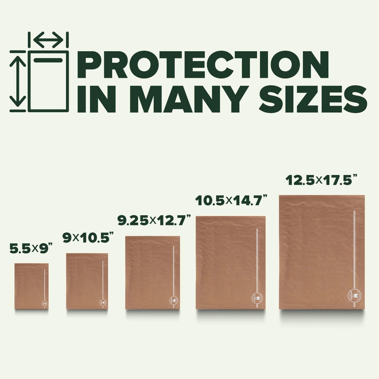 Scotch Curbside Recyclable Padded Mailers, 1 Pack, 10.5 in x 14.75 in, Brown