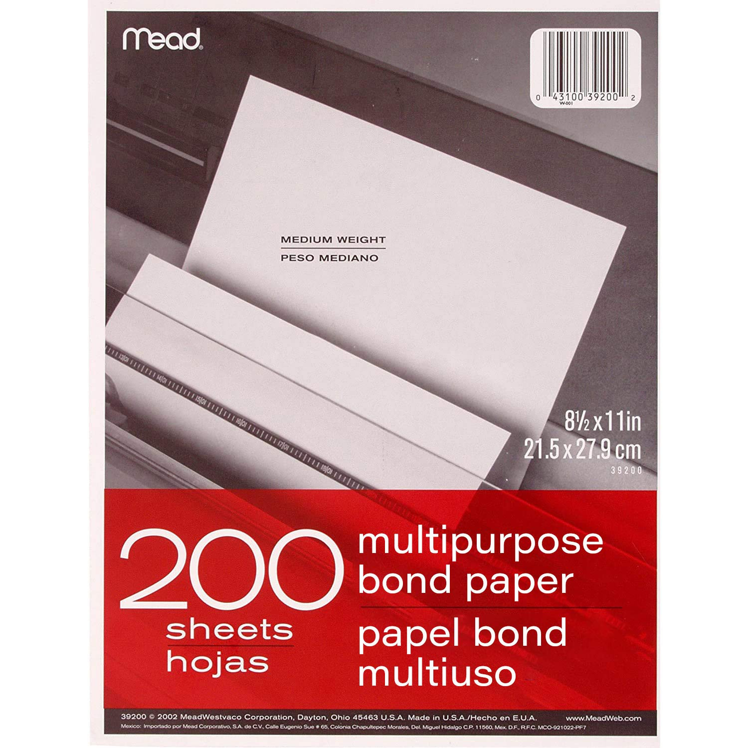 Mead 8.5×11 White Writing Paper 200 Sheets Multipurpose Printing Typing Paper