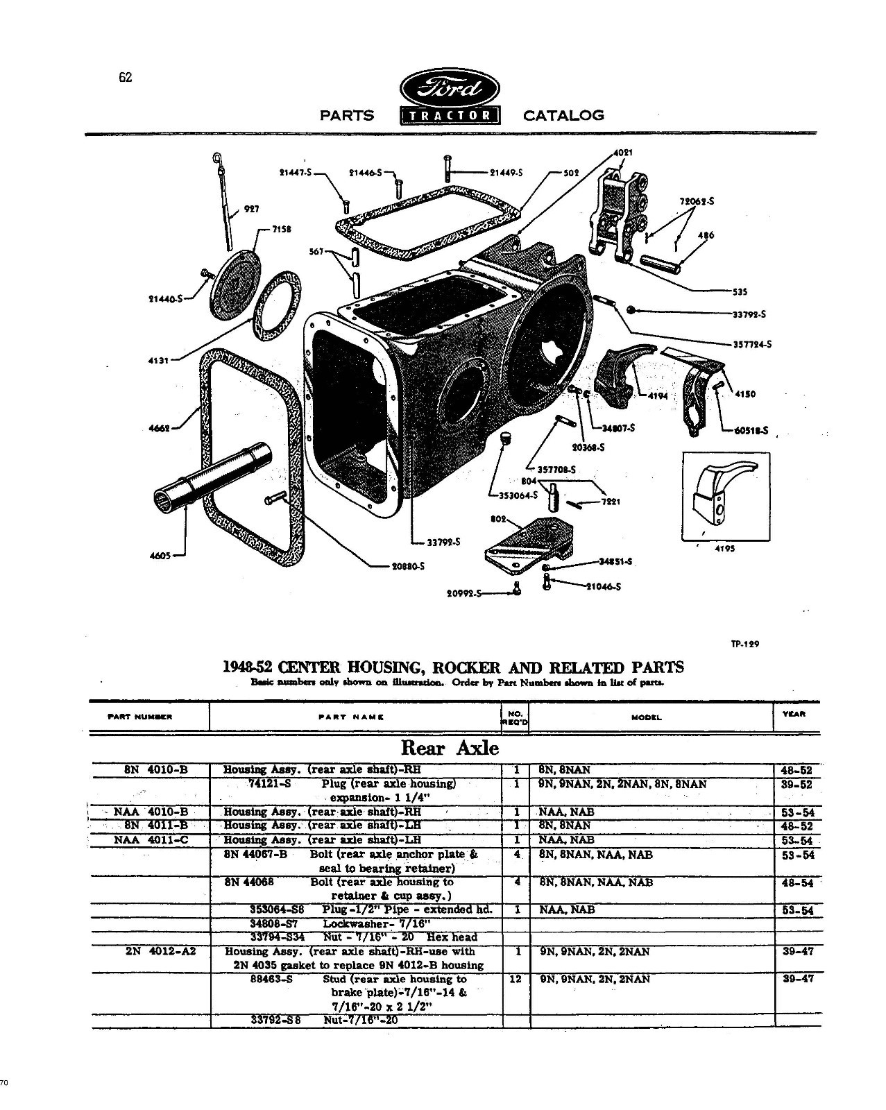 1939-1952 N TRACTOR PARTS MANUAL FORD 9N 2N 8N CATALOG EXPLODED VIEW