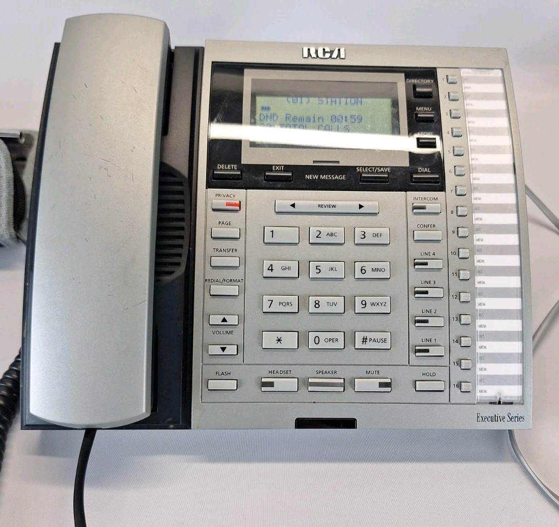 RCA 4 Line Executive Series Speaker Phone Model 25414RE3-A Battery Powered READ