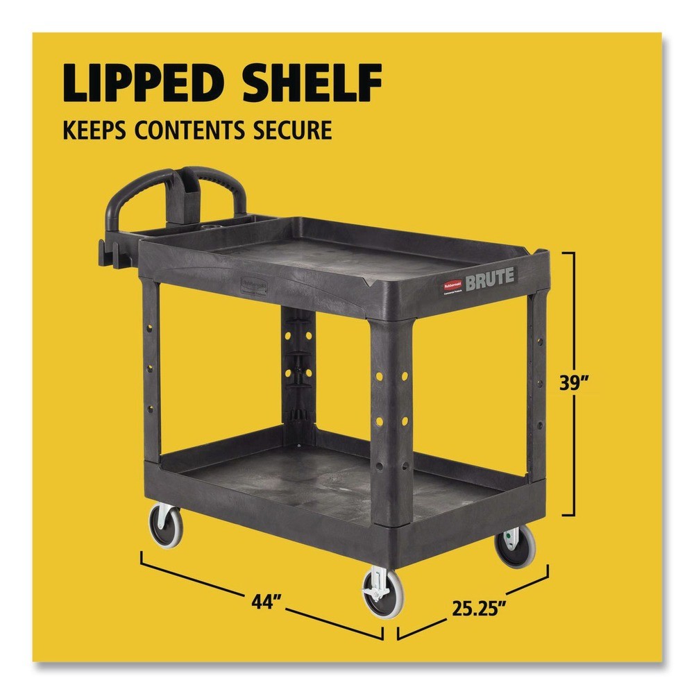 Rubbermaid Commercial 452088BK 25.9″ x 45.2″ x 32.2″ 2 Shelf Utility Cart New