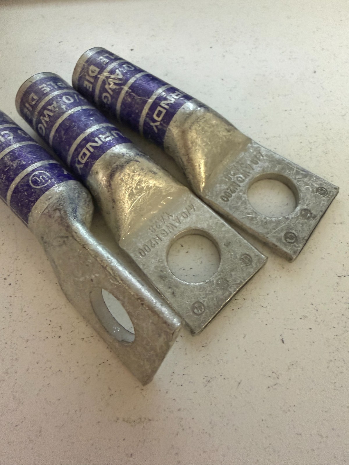 3 Pack Burndy Purple Die 15 N200 4/0 AWG Copper Compression Lugs