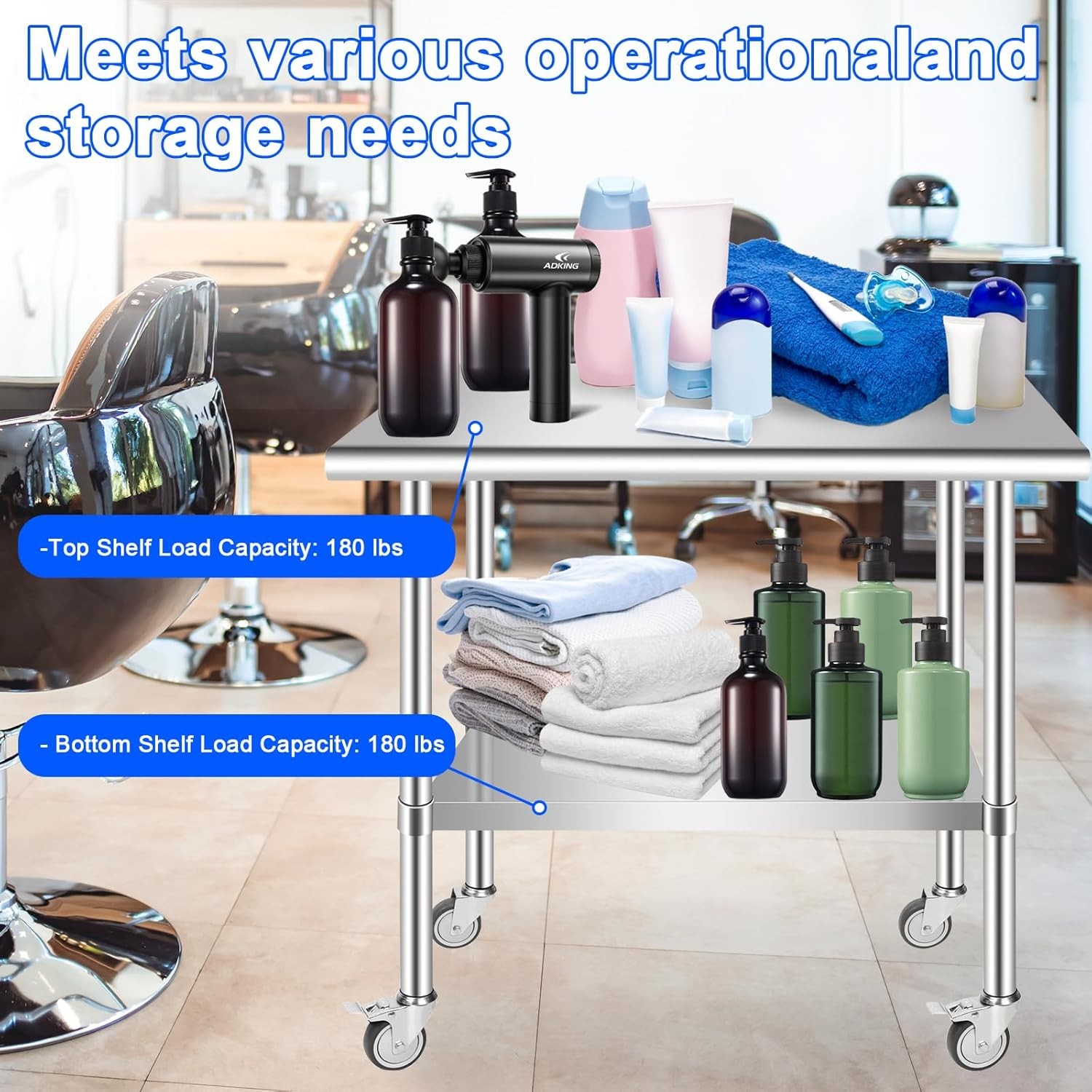 48 x 36 in Kitchen prep Table, Stainless Steel Work Table for Outdoor, Garages