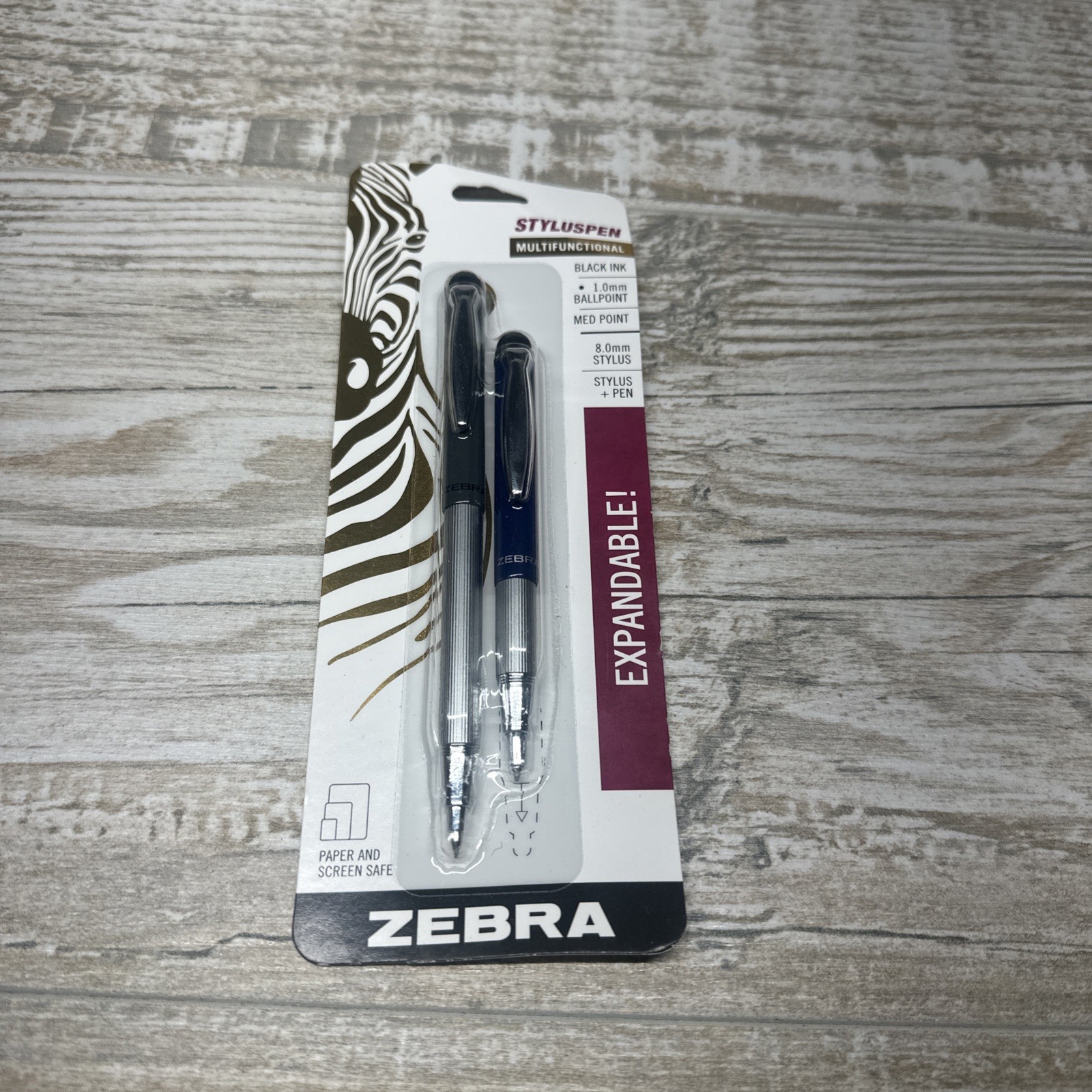 Zebra 33602 Medium 1 mm Telescopic Ballpoint Pen/Stylus – Black Ink (2/PK) New