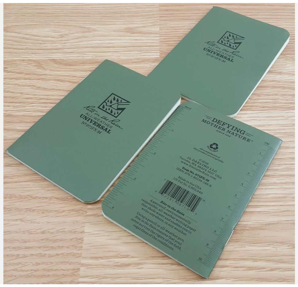 Rite In The Rain Mini Stapled Binding Notebook (Single) Green Field-Flex Cover