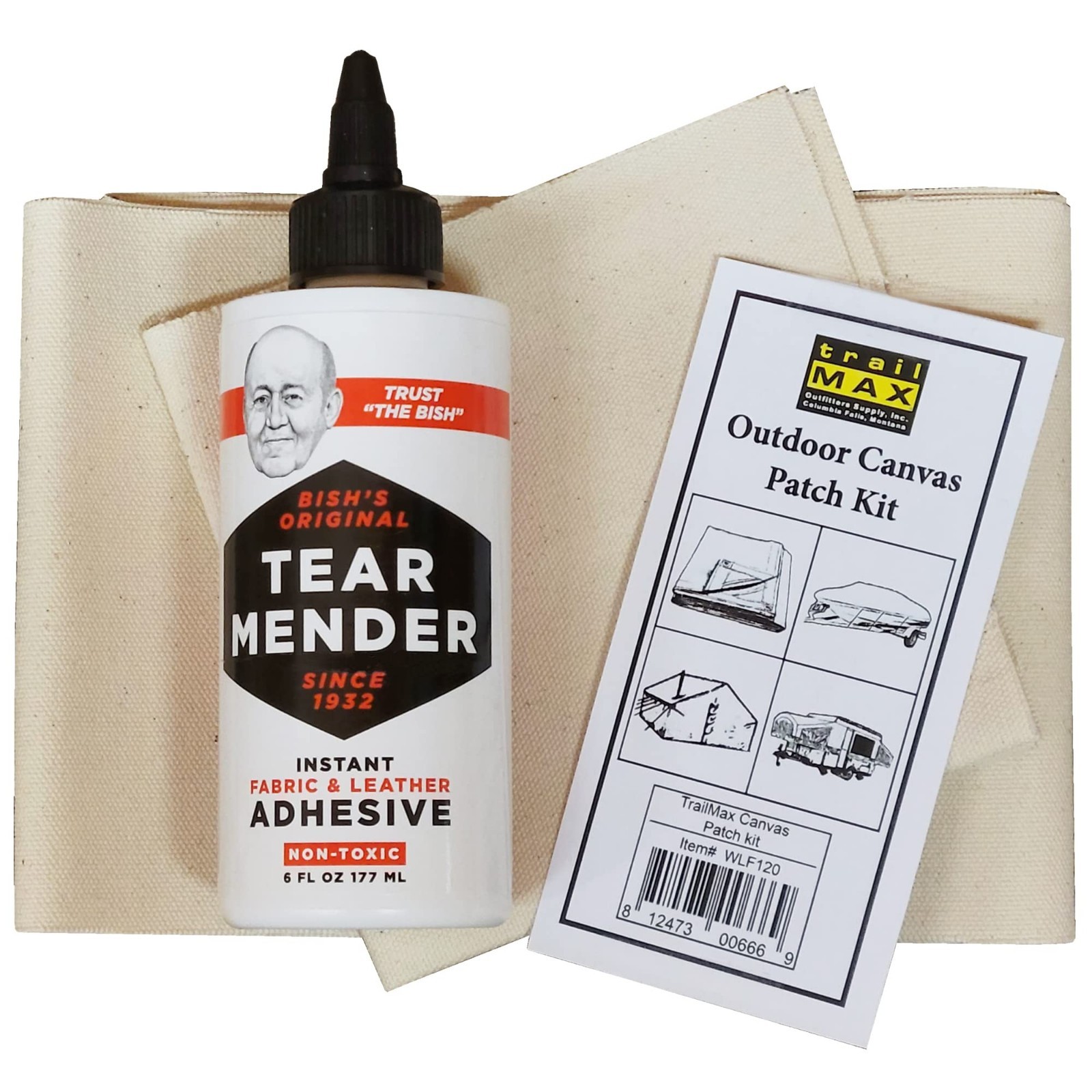 Outdoor Canvas Repair Patch Kit for Tents, Campers, Boat Covers & Tarps