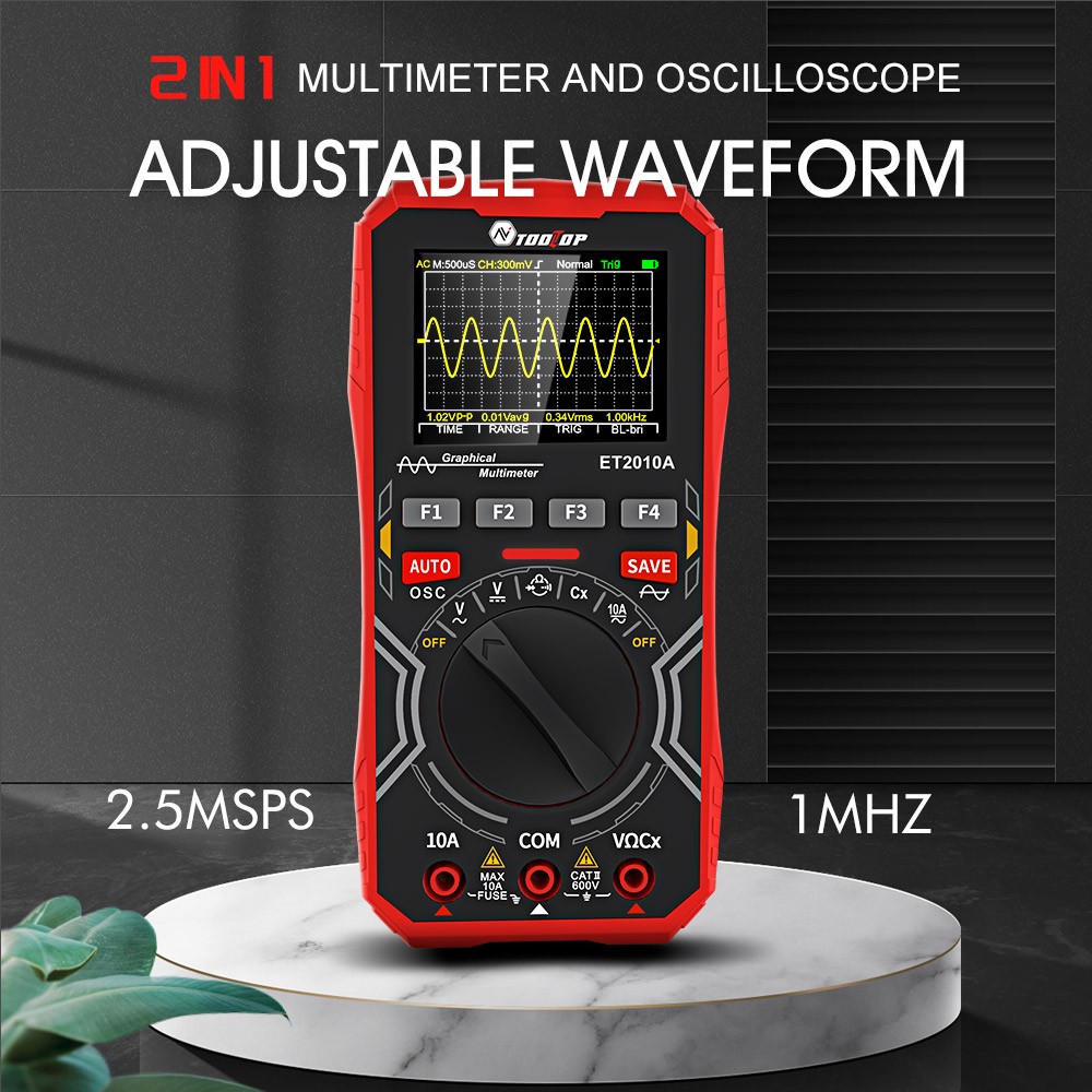 2-In-1 Digital Oscilloscope Multimeter 2.5 Msps, 1 MHz Portable Multifunctional