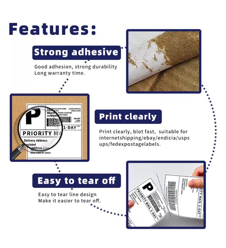 250 Fanfold 4″x6″ Direct Thermal Shipping Labels for Zebra&Rollo Printers