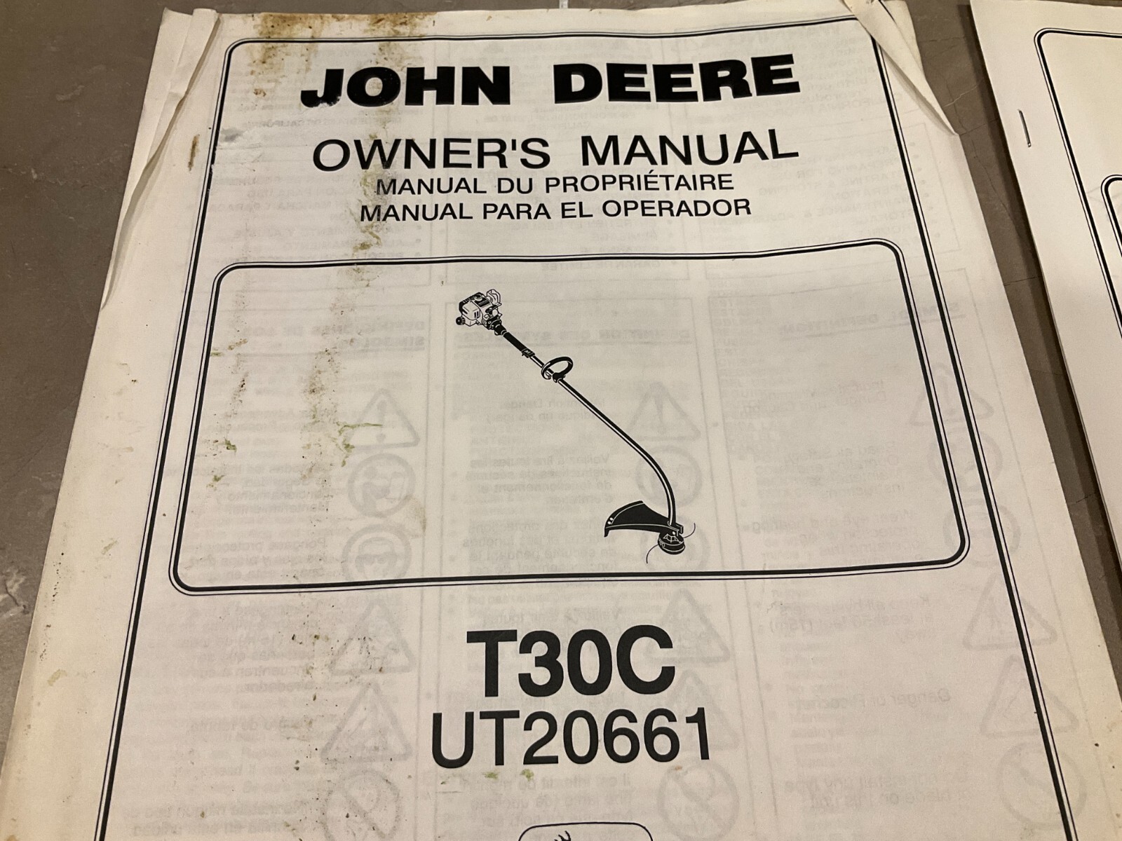 John Deere T30C Owner’s Manual & T30C, T30S Parts List Manual