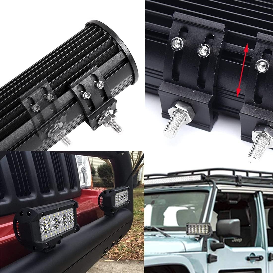 LED Light Bar Mounting Brackets Kit – 2PCS Bottom Mounted Slide Base Bracket …