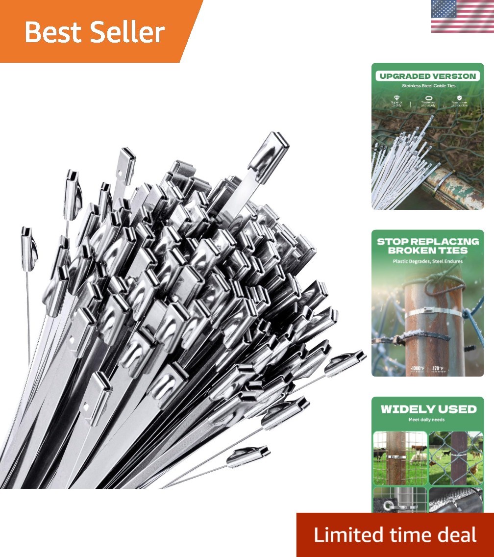 11.8-Inch Heavy-Duty Stainless Steel Zip Ties – Perfect for Poultry & Fences