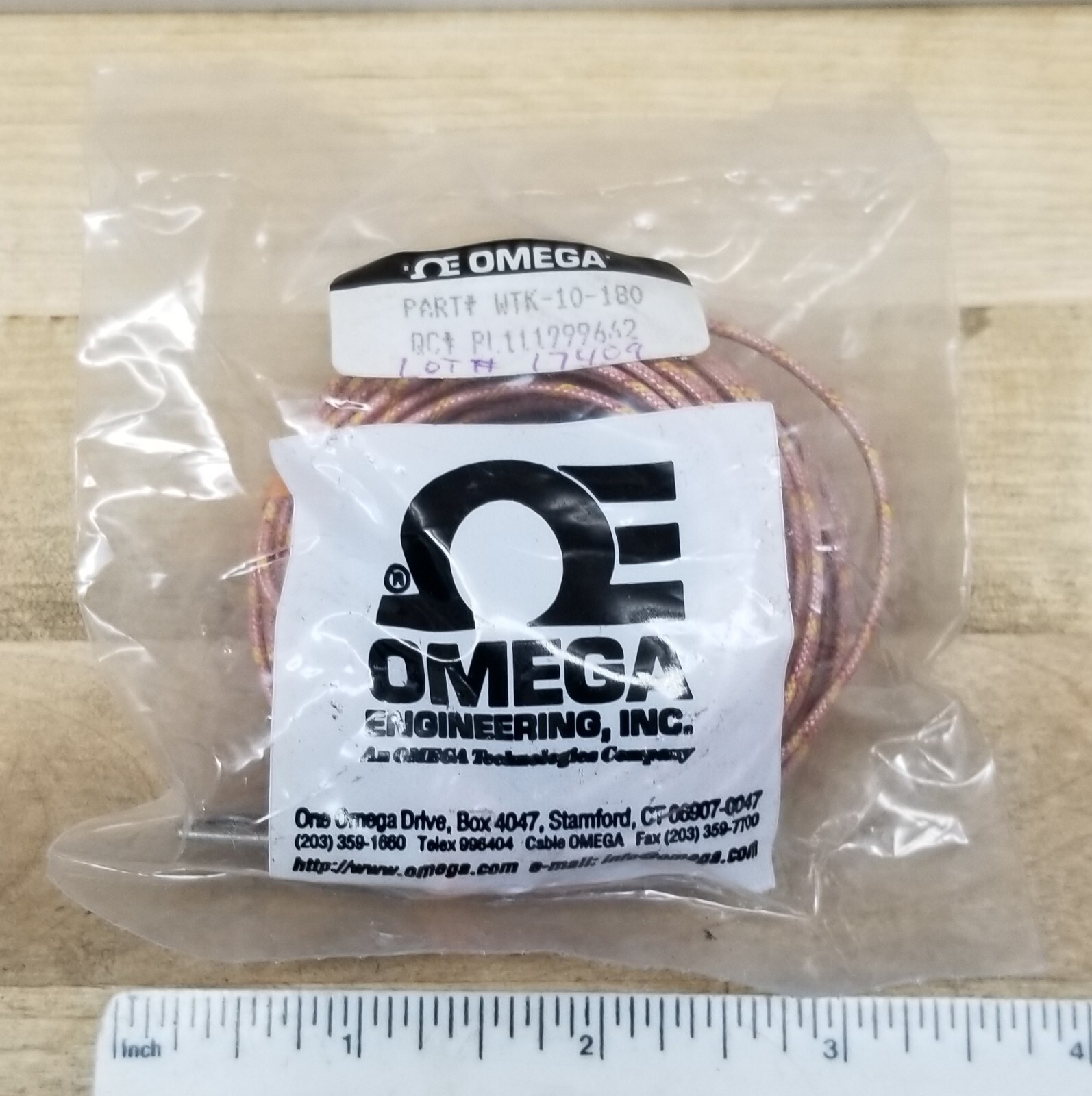 Omega Engineering WTK-10-180 Bolt-On Thermocouple with SS Washer (Type K) NEW