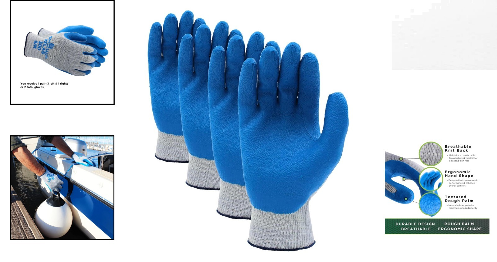 ATLAS Fit General Purpose Work Gloves, Small Pack of 4 – Water-Resistant Safety
