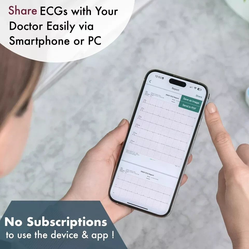 EMAY 6Leads Portable ECG Monitor Record ECG & Heart Rate in 6 Channels /OPEN BOX