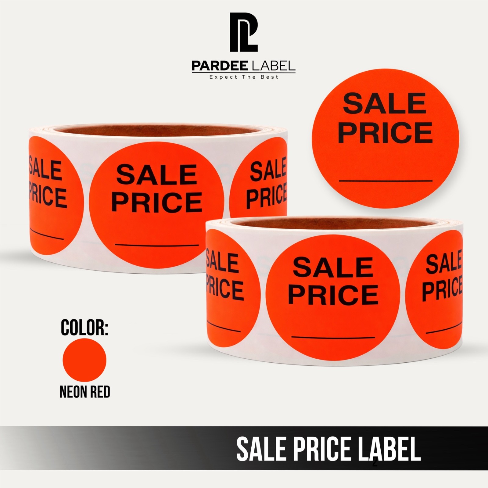 Sale Price Stickers Neon Red 2” Circle 250 Labels Per Roll Retail Labels