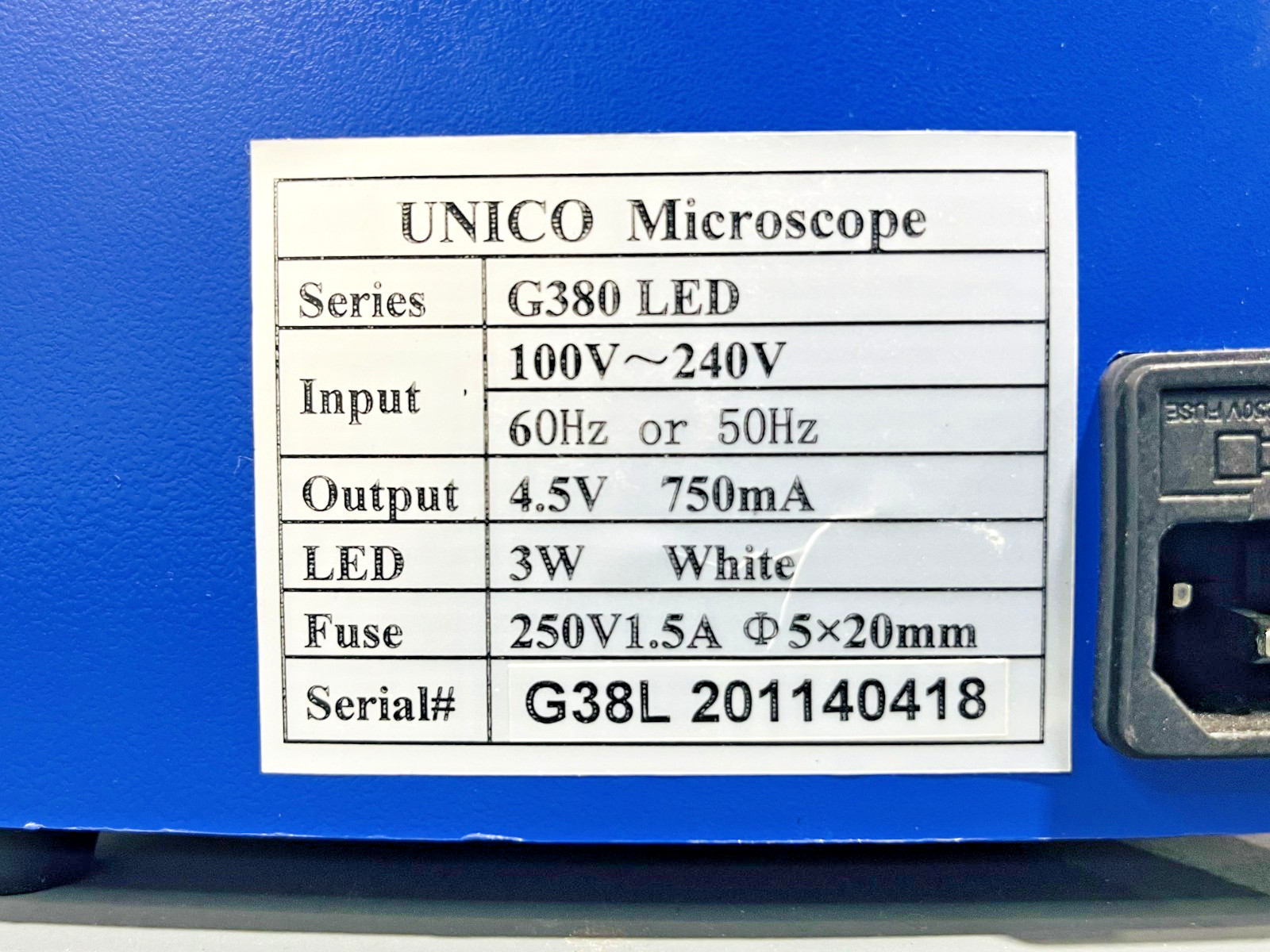 UNICO G380 LED Binocular Lab Microscope 100v-240v 50/60Hz Tested
