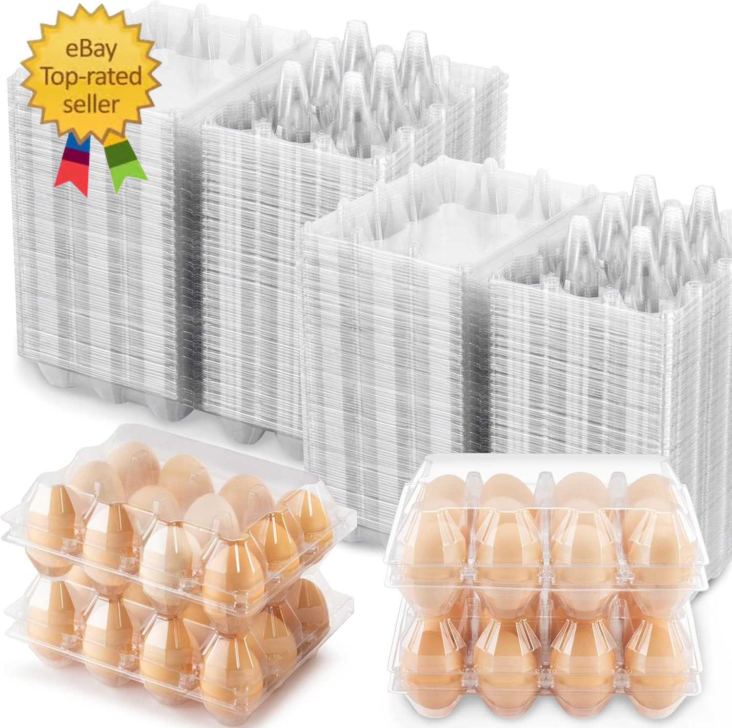 100 Packs Egg Cartons Cheap Bulk，Plastic for 12 Eggs,Clear Egg Cartons 3*4 Grids
