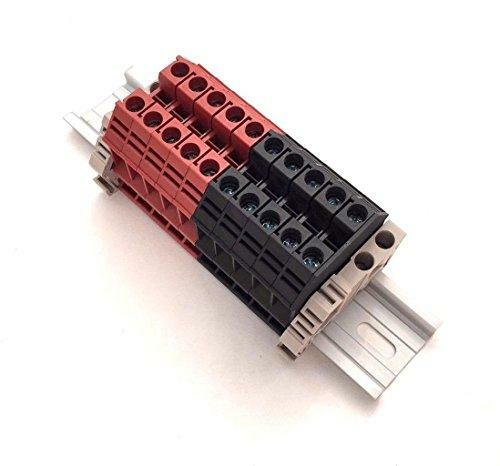 Dinkle Assembly DK6N Red/Black 10 Gang Box Connector DIN Rail Terminal Blocks,