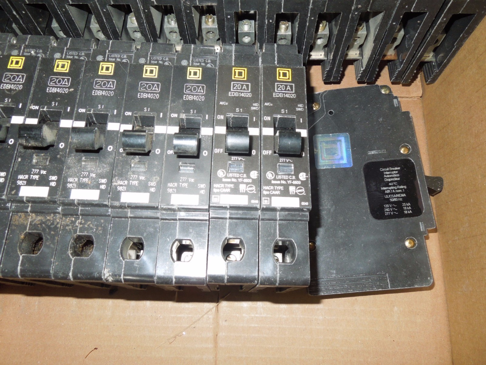 Square D EDB14020 20A 1p 277V Circuit Breaker Used