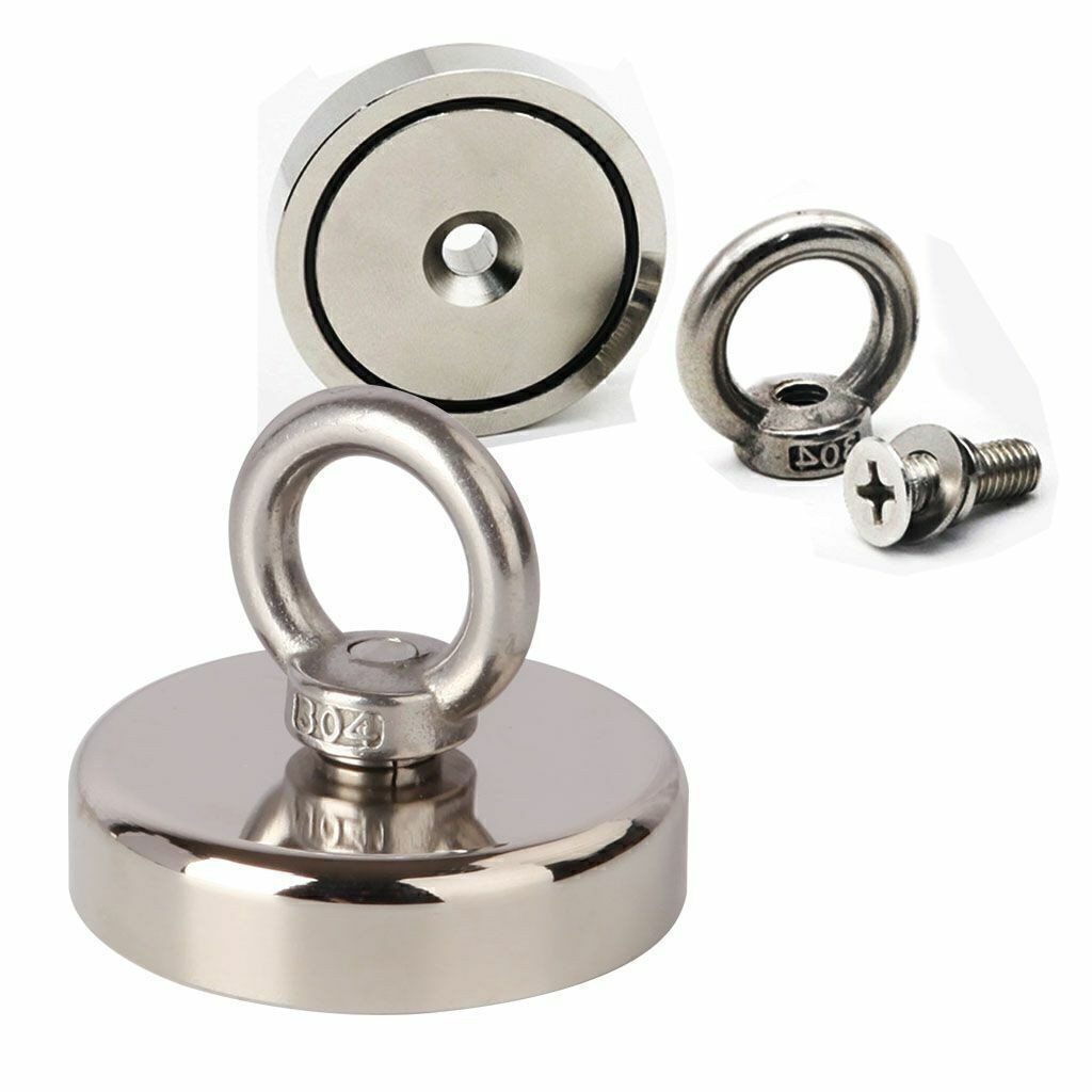 400LBS Neodymium Fishing Magnet Pulling Force Super Strong Round Rare Earth Hook