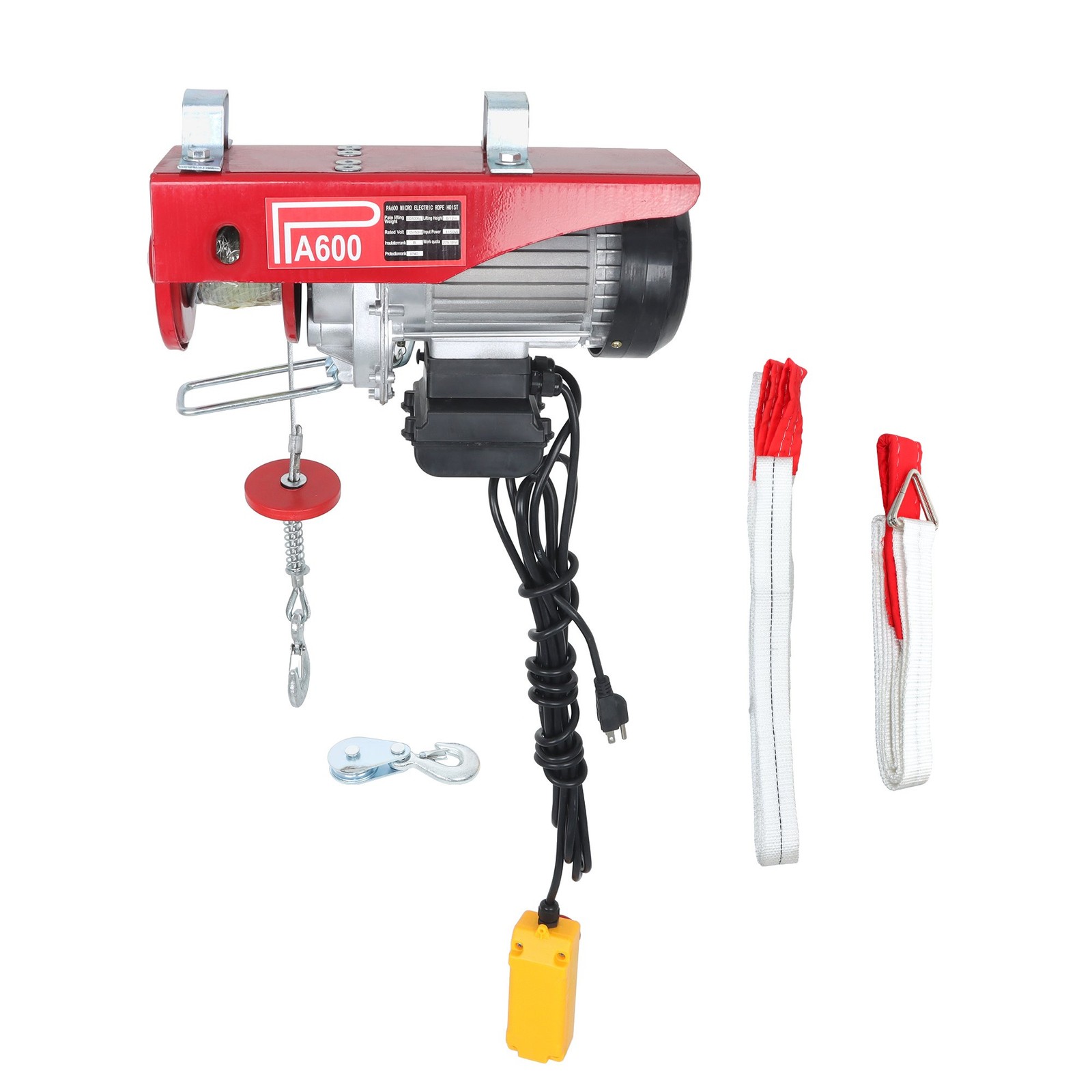 1320lbs Mini Electric Hoist 14ft Wired Remote Control 20-40ft Height 110V 1150W