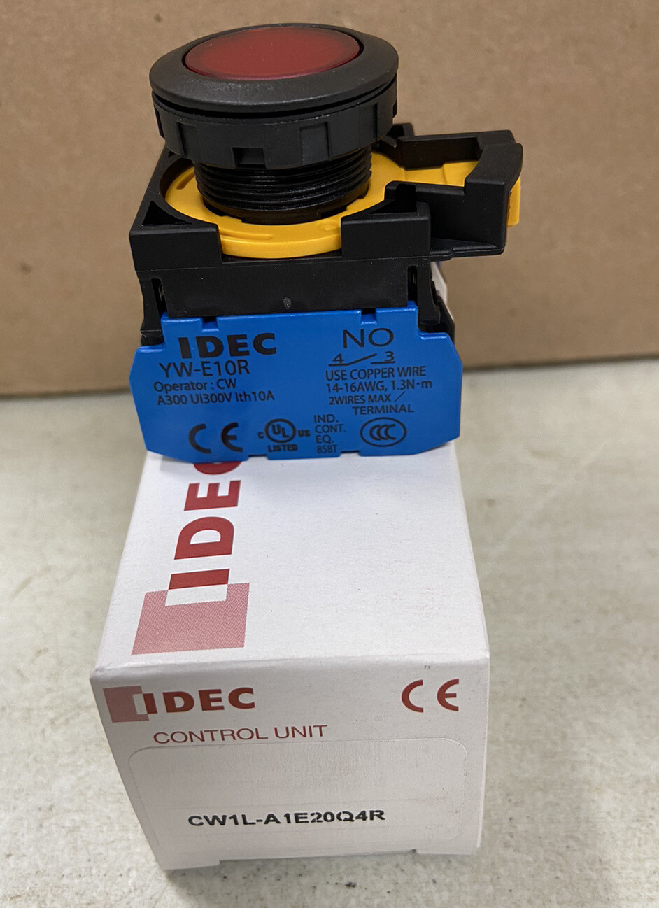 IDEC CW1L-A1E20Q4R M22 Red 24V LED Panel Mount Maintained Push Button 2 NO Cont