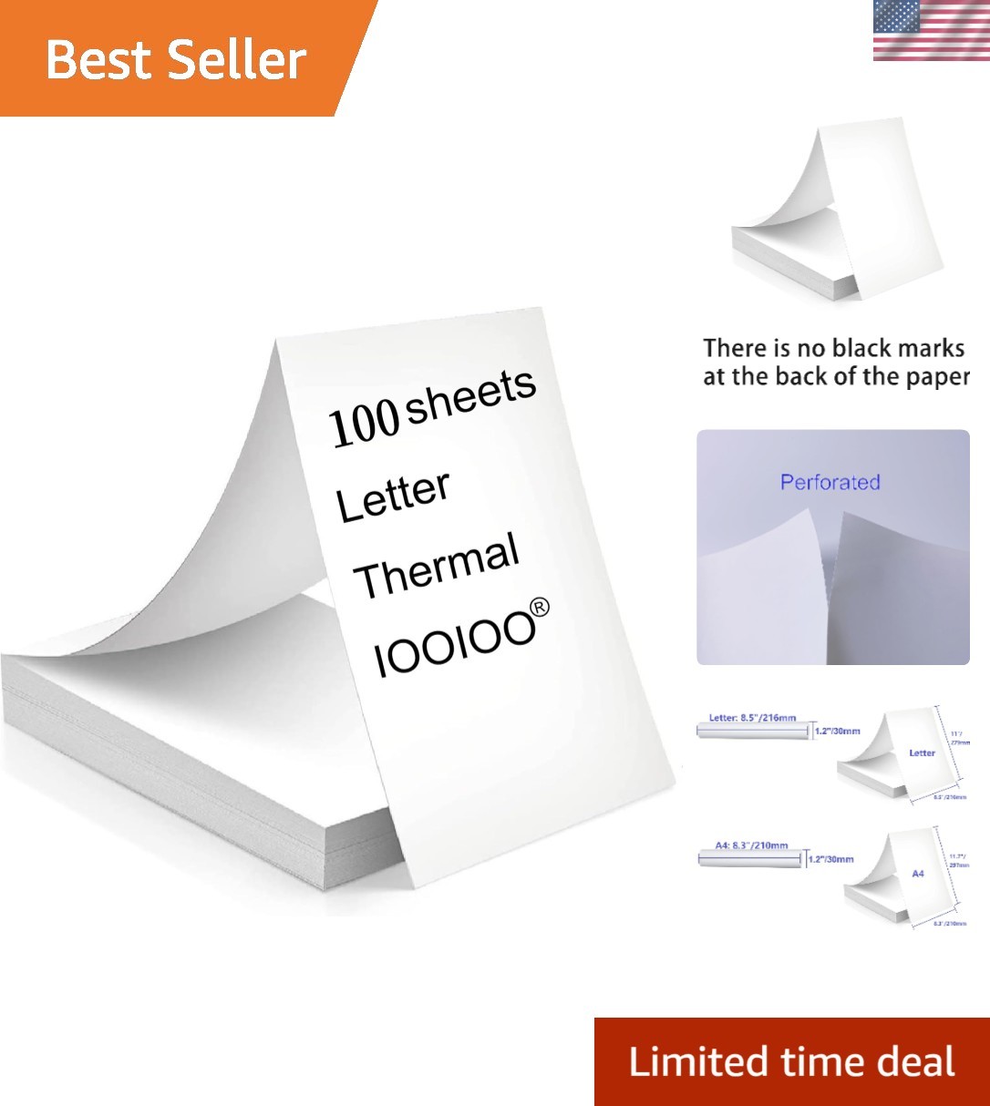 100 Sheets of BPS & BPA Free Thermal Printer Paper – Safe, Recyclable & Durable