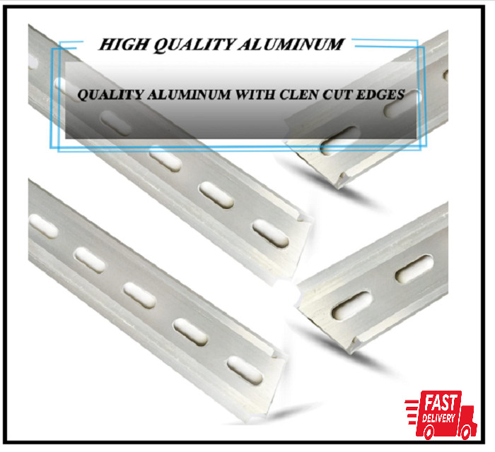 2 Piece DIN Rail Slotted for Hardware Components Mounting, Aluminum Din Rails