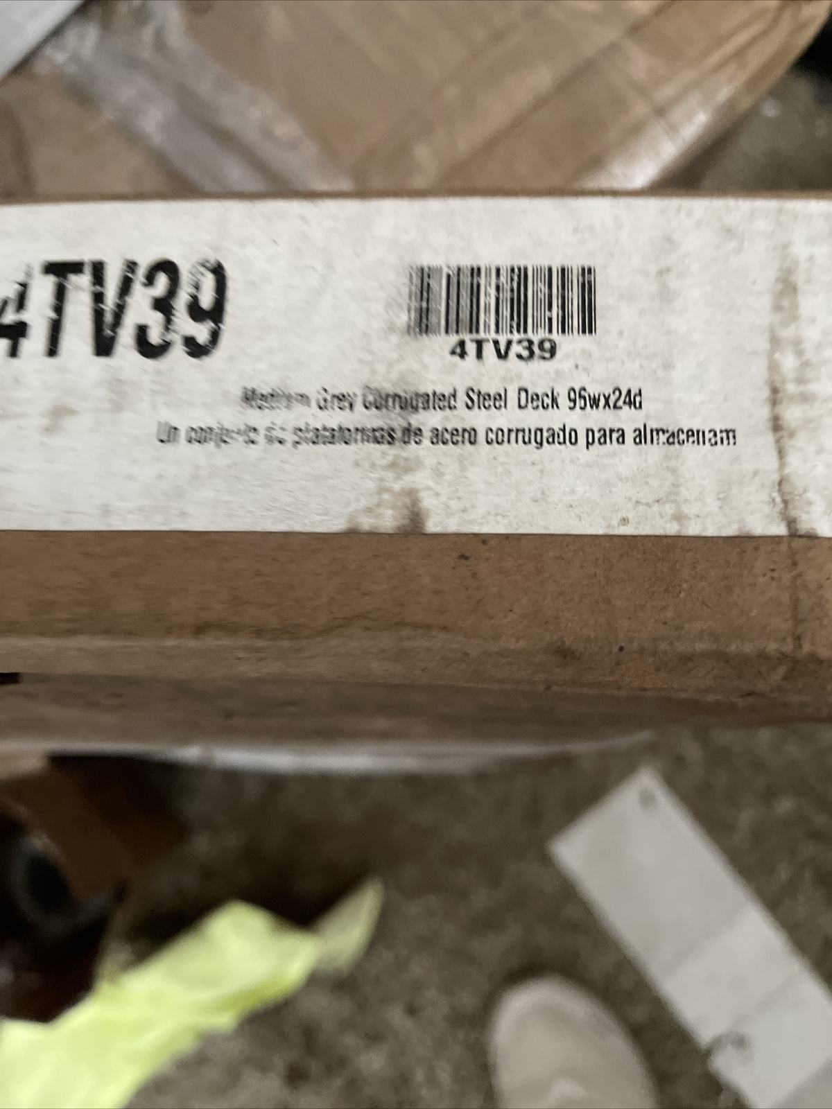 Decking, Ribbed Steel, 96 in W, 24 in D, Gray, Powder Coated Finish, Gauge: 22