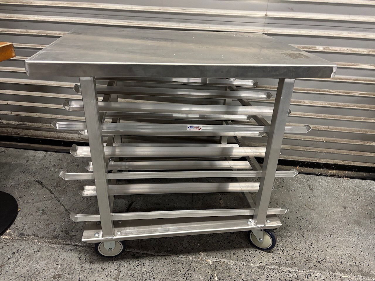 #10 Can Rack On Wheels Win-Holt CR-54M Welded Aluminum NSF Stainless Top 2970