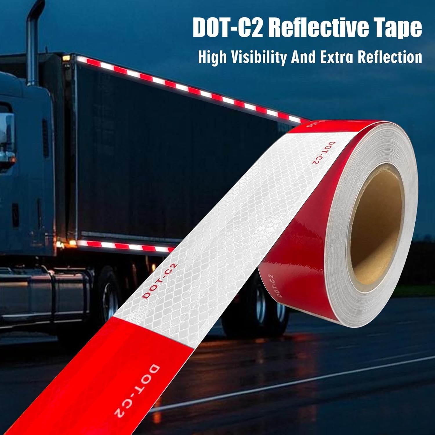 200ft DOT-C2 Red White Reflective Tape 2″ Inch High Vis Safety Reflector Trailer