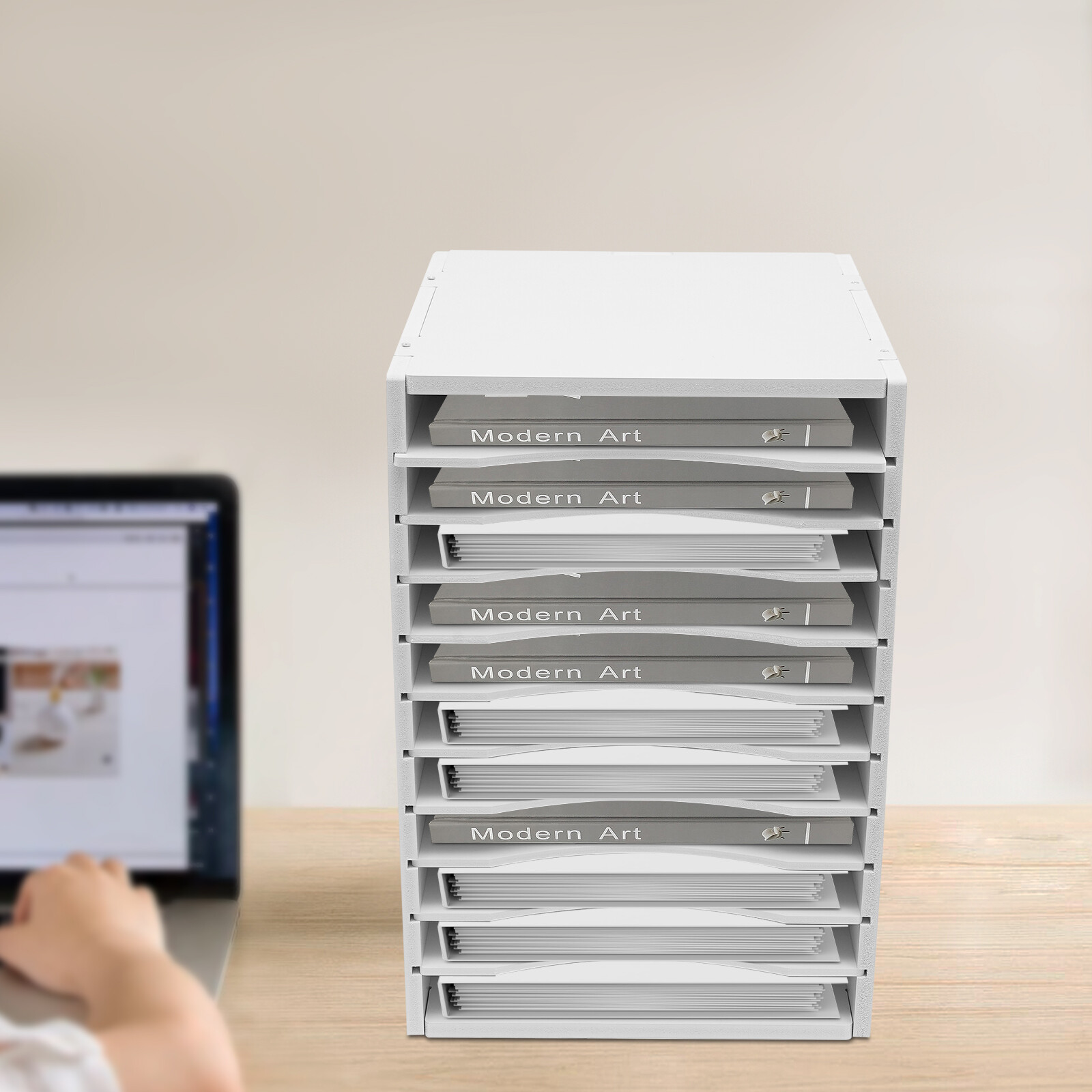 Document Organizer Vertical Desktop Sorter 11-Compartments Paper Storage Holder