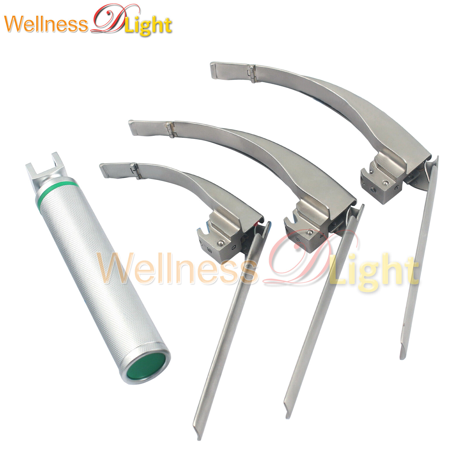 Wdl Mccoy Flexi-tip Fiberoptic Led Laryngoscope Set Blade #2 #3 #4 Medium Handle