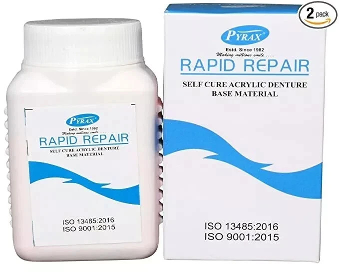 Pyrax RAPID REPAIR Self Cure Denture Repair & Base Material 100gm Powderfree s.